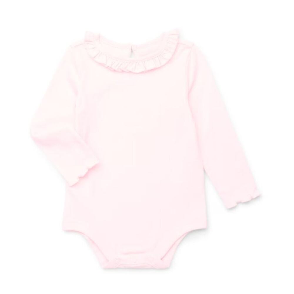 New Garanimals Pink Lettuce Edge Body Suit for Baby Girl 12M Months Long Sleeve!